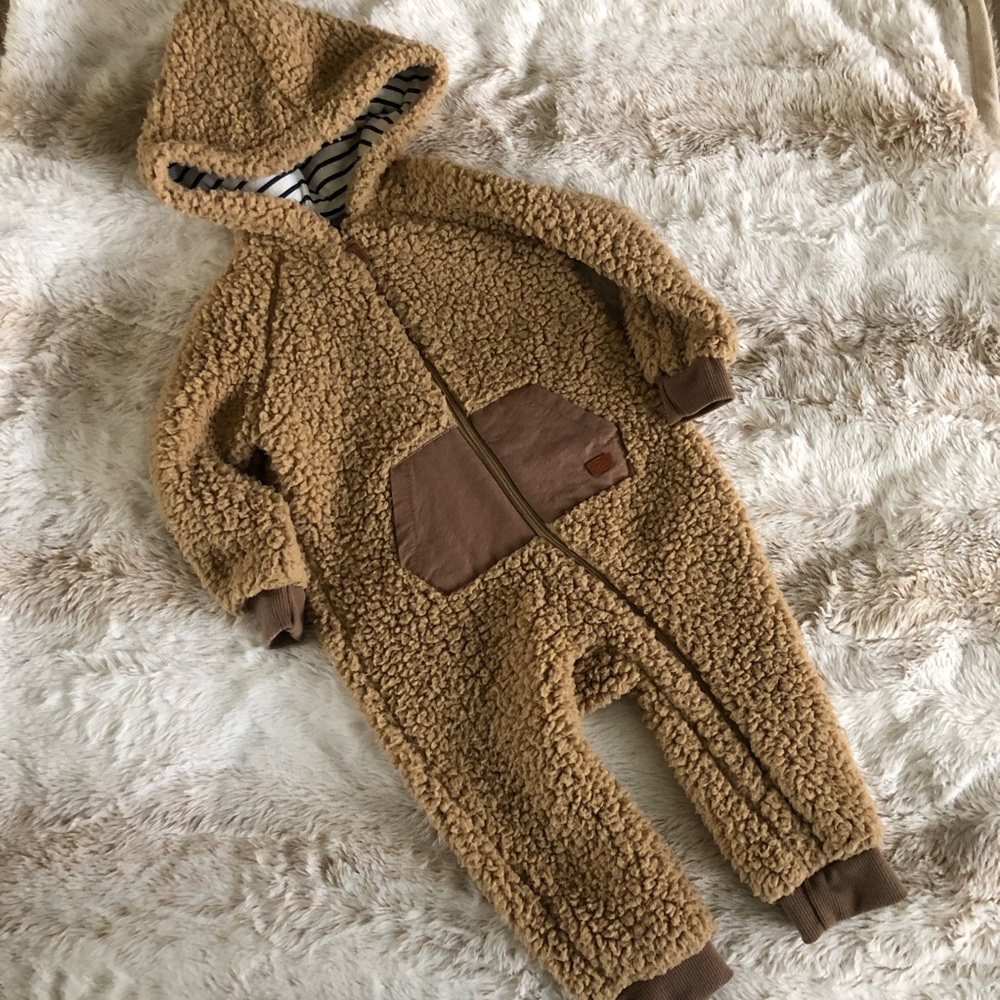 7 For All Mankind Tan Sherpa Kids Bodysuit